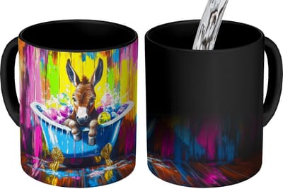 Magische Mok - Foto op Warmte Mokken - Koffiemok - Ezel - Badkuip - Roze - Schuim - Magic Mok - Beker - 350 ML - Theemok