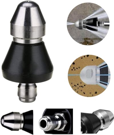 Hogedruk Rioolontstopper Nozzle met 1 Voor en 6 Achteruitstralen | Diverse Maten Snelkoppelingen