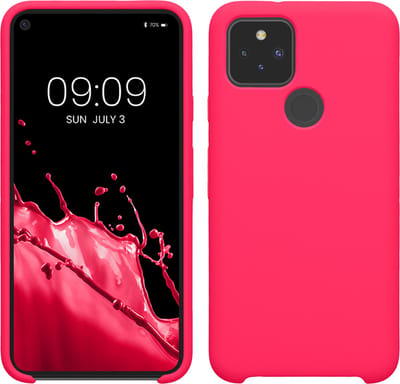 kwmobile telefoonhoesje geschikt voor Google Pixel 5 - Hoesje met siliconen coating - Smartphone case in neon roze