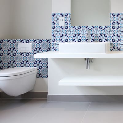 Zelfklevende tegelmuurstickers voor keuken en badkamer - 9 Azulejos Manoa cementtegelstickers - 9 stickers 10x10cm