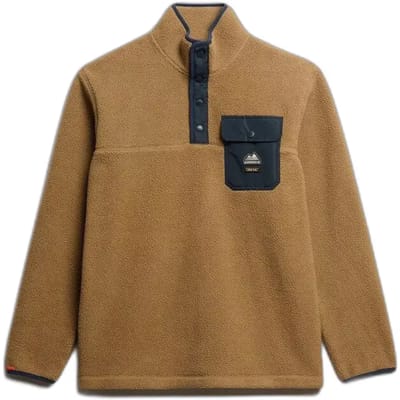 Superdry - Fuji-fleecetrui met halve drukknoopsluiting - Heren - Truien