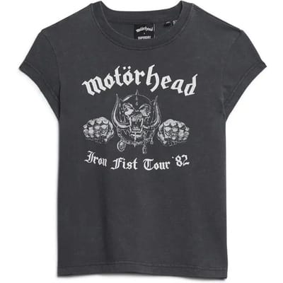 Motörhead x Superdry T-shirt met Kapmouwen Zwart Grootte: 42