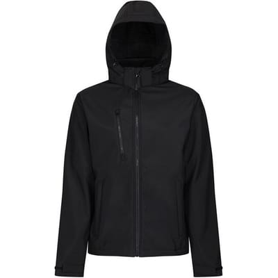 Regatta Venturer Jas met Kap en Zachte Shell Jas voor heren (Zwart/Zwart)