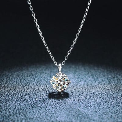 S925 Sterling Zilveren Ketting Vrouwelijke Moissanite Ketting Eén Karaat Eenvoudig Vier-Klauwen Steen Sleutelbeenketting High-End Sieraden 40cm gray