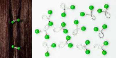 Haar binders met houten kralen groen