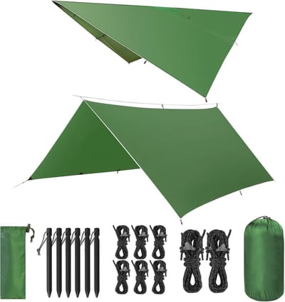 Duurzaam waterdicht tentzeil 3 x 3 m lichtgroen voor camping en picknick