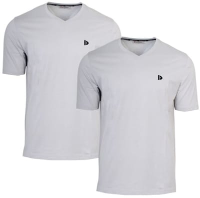 2-Pack Donnay - T-shirt (Berno) - Sportshirt - V-hals shirt - Heren - Light grey (344) - maat S