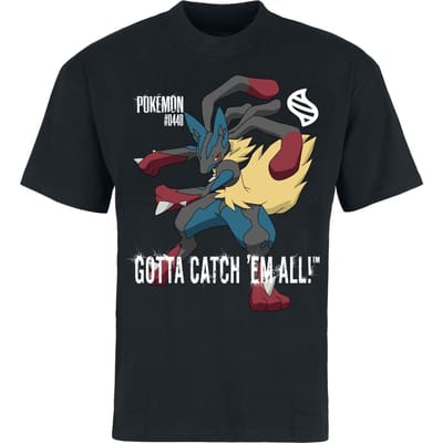 Pokémon - Gaming T-shirt - Mega - Lucario - S tot XL - voor Mannen - zwart