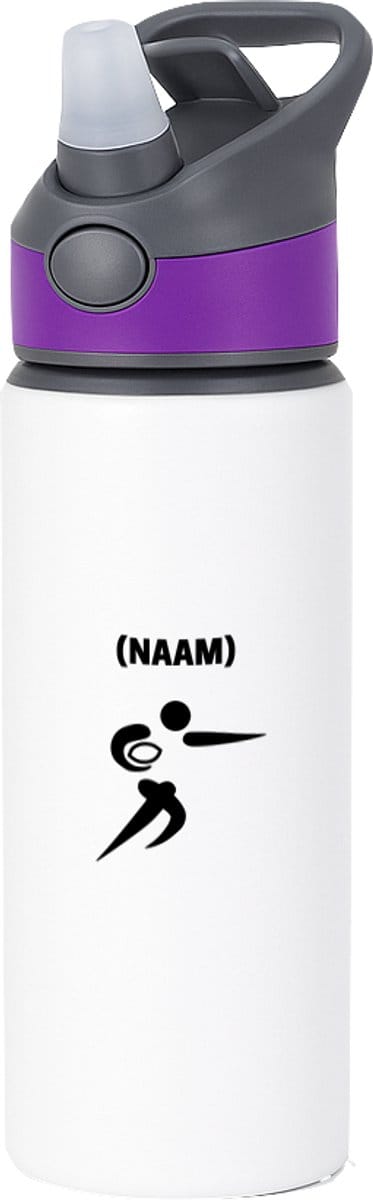 Hacebo® - Rugby met eigen naam waterfles met rietje paars - Rugby - Rugbyer - Sport - water fles - 650ML