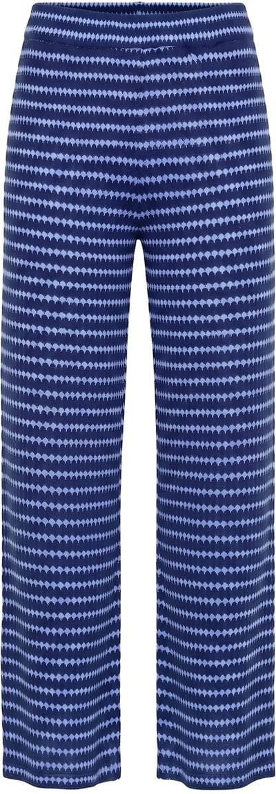 Studio Untold - Dames - Broek wijde pijpen structuur en strepen - Navy - Maat 42+