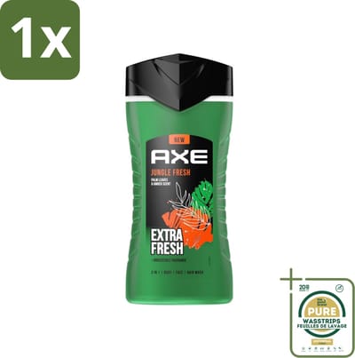 1 x Axe - 3-in-1 Douchegel - Jungle Fresh - Palm Leaves & Amber - Extra Fresh - 250 ml- Douchegel - Lichaam - Gezicht - Haar - Frisheid
