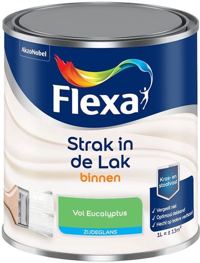 Flexa - Strak In De Lak Binnenlak Zijdeglans - Vol Eucalyptus - Mengverf - 1 L