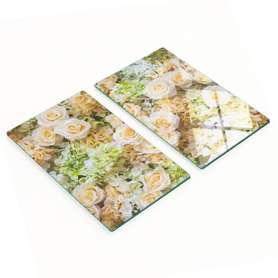 Multifunctionele decoratieve keukenplanken van gehard glas met rozenmotief, 2x30x52 cm