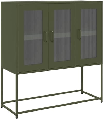 Opbergkast - Dressoir Buffetkast - Woonkamer Keuken - Robuust Koudgewalst Staal - 100x39x107 cm - Olijfgroen