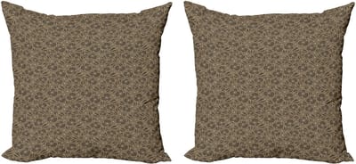 ABAKUHAUS Bruine decoratieve kussenhoes, 2-pack, bladeren en bloemen vintage, 50x50 cm, bruin taupe
