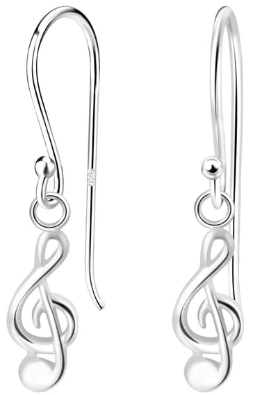 Joy|S - Zilveren muzieksleutel bedel oorbellen - G sleuteltje - oorhangers - muziek - sterling zilver 925