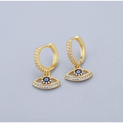 925 Sterling Zilver Micro Zirconia Ogen Creolen Oorbellen Vrouwelijk Licht Luxe Glanzende Gouden Oorbellen goud