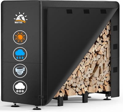 Haardhoutopslag - Houtopberging Heavy Duty Waterdichte Dekking voor Houten Planken 600D PU-coating|Beschermhoes voor Brandhoutrek (121 L x 61 B x 124 H cm)