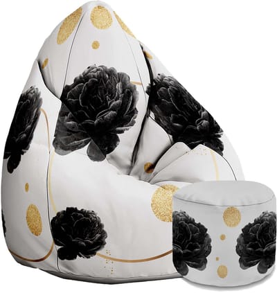 DreamRoots Oxford Zitzak voor Volwassenen – Luxe Beanbag met Voetsteun en Afneembare Hoes – Inclusief Vulling – 80x80x120 cm - Roses and Circle