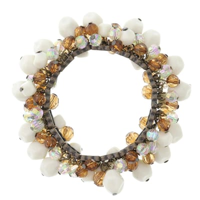 Behave - Kralenarmband wit bruin - opvallend bij feestelijke outfits