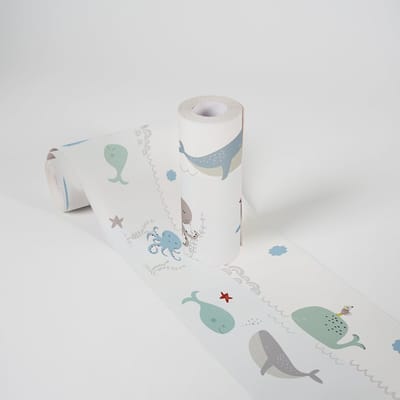 WALVIS, ORKA, OCTOPUS ONDERZEE WERELD BEHANGRAND | Zelfklevend - meerkleurig - A.S. Création Only Borders 11