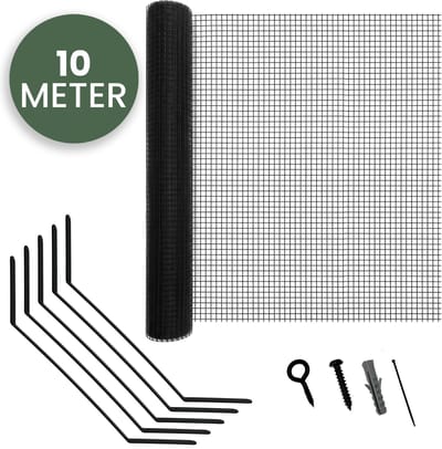 STACK® Kattengaas met Beugels – 10 Meter – Kattenwering Schutting – Kattennet / Katten Gaas – Katten Afrastering & Omheining Tuin