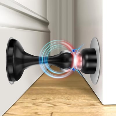 1 Magnetische deurstopper - roestvrij staal - geen boren nodig met tape - zwart