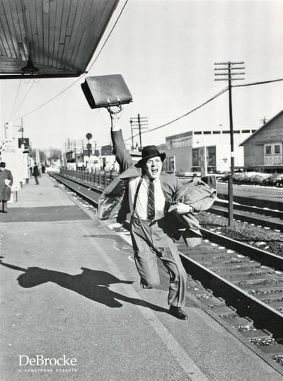 Poster - Man Chasing Train- H. Armstrong Roberts - Zwart/Wit - Fotografie - Jaren 80