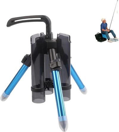 Hengelstandaard voor vissen, draagbare opvouwbare hengelinzetter, intrekbare hengelsteun, 360° verstelbaar, opvouwbare handgreep, aluminiumlegering hengelstandaard voor 3 hengels(Blue short)