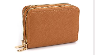 Bruine portemonnee - Kleine bruine Wallet - PU leer - 2 ritsen - Pasjes en muntgeld - Bruin - 11/8CM - CHPN