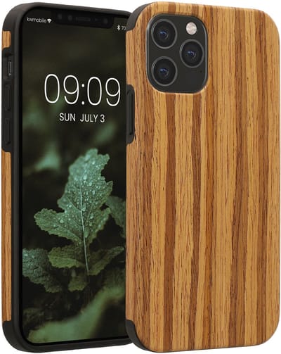 kwmobile hoesje geschikt voor Apple iPhone 12 / iPhone 12 Pro - Back cover voor smartphone - Telefoonhoesje van hout in vintage bruin - Houtnerven design