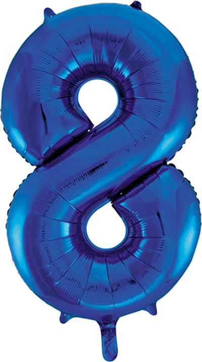 Blauwe XL folieballon - Cijfer 8 - 86 cm - Geschikt voor lucht & helium - Cijferballon