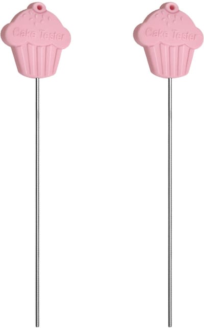 QTTVBTNA - 2 Stuks RVS Taarttester - Herbruikbare Lange Bakspeld voor Cakes en Taarten - Ovenvast Testprikker voor Gebak en Desserts - Keukengerei voor Bakken en Patisserie - roze