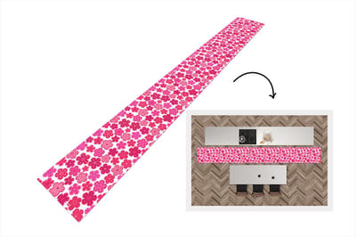 Keukenloper - Keukenmat - Bloemen - Roze - Patronen - 400x50 cm - Keuken vloerkleed