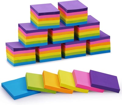 Grote Voorraad Sticky Notes 60 Stuks, 7,5x7,5 cm, 100 Vel per Bloc, Diverse Felle Kleuren