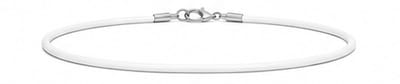 AuBor ®. Leren ketting met zilveren sluiting. Wit. 3mm × 100cm