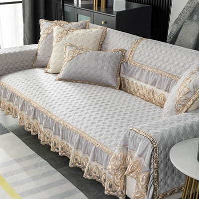 Alle Seizoenen Exquise Zoom Bankhoes Anti-Slip Slijtvast High-End Sfeer Kussens All-Inclusive Kant Zachte Bankhoes 70x70cm 1pcs