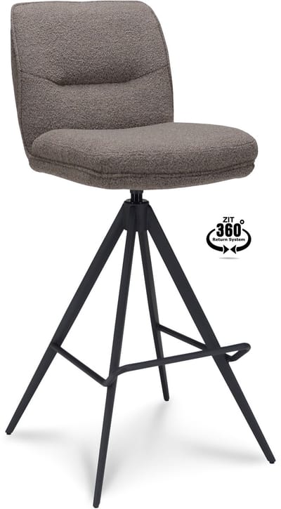 Icon Living - Barkruk Lizz - Zithoogte 80 - Stof Alpine Brown - Poot Zwart 360° Return-system