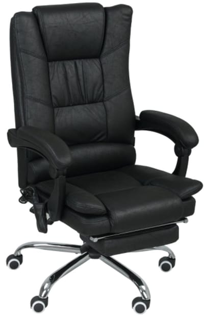 Gestoffeerde stoel Bureaustoel met massagefunctie inklapbare voetensteun in hoogte verstelbaar afmetingen 64x70x118 cm zwart Draaistoel Loungestoel