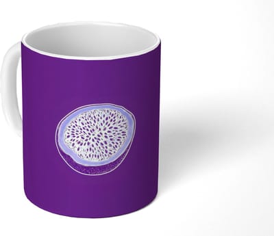Mok - Koffiemok - Passievrucht - Zaadjes - Paars - Minimalistisch - Mokken - 350 ML - Beker - Koffiemokken - Theemok