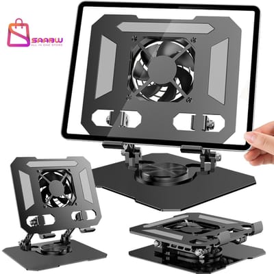 Tablet & Telefoon Houder Verstelbaar – 4-16 inch – Met Ventilator – 360° Draaibaar – telefoonhouder – tablet standaard – tablethouder – 74535