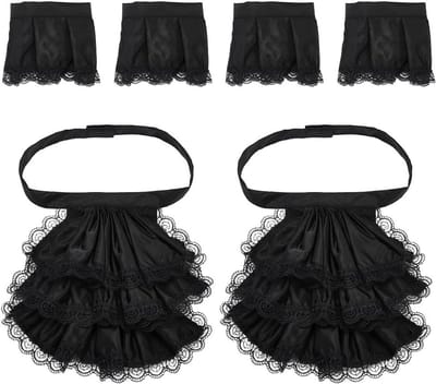 Unisex kanten jabot kraag en manchetten set, Victoriaanse ruches voor kostuumaccessoires, ideaal voor Halloween en steampunk thema's