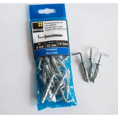 Sencys Hollewandplug Met Schroefduim Staal - Diam. 8x32mm - 15 Stuks