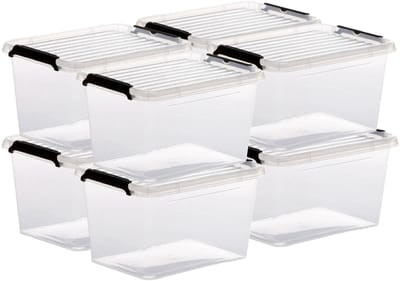 5Five opberg kist met deksel - 8x - Clip Box - 2 liter - 19 x 15 x 11 cm - kunststof - transparant