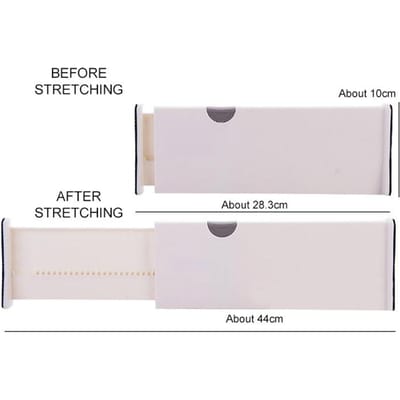 Séparateur de tiroirs de rangement réglable Rétractable en plastique Support de cloison de tiroir Rangement ménager Cloison Organisateur de cuisine 28-44cm white