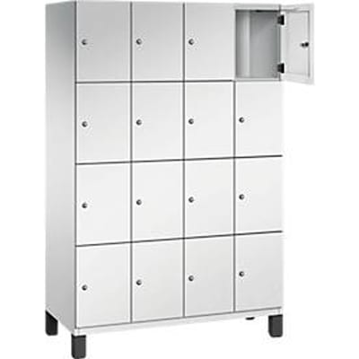 C+P Cambio lockerkast, 4 vakken, 16 vakken, op poten, B 1200 x D 525 x H 1980 mm, lichtgrijs