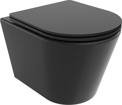 Mexen Rico wc-pot Rimless Tornado met slanke, langzaam sluitende zitting, duroplast, zwarte mat - 30721085T
