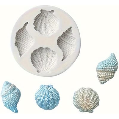 Moule en Silicone Forme Coquillage & Conque Intriqués - Parfait pour les Loisirs Créatifs DIY, la Résine & avec des Motifs Feuille Détaillés et des Surfaces Texturées gris