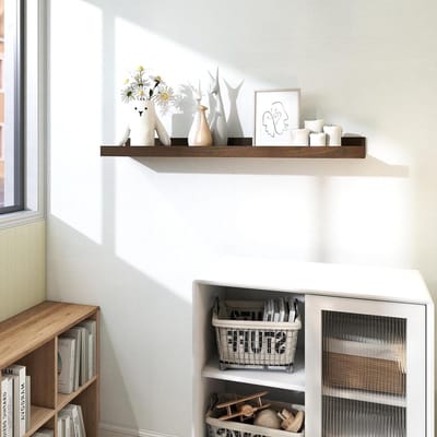 Wandplank van Walnoot 120 cm - Moderne Houten Zwevende Plank voor Fotolijsten, Wanddecoratie en Interieurstyling in Woonkamer, Slaapkamer, Badkamer en Keuken