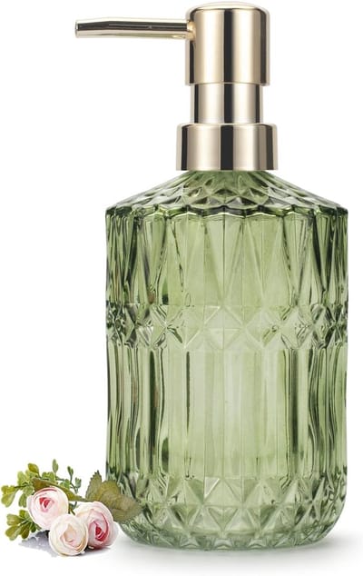 Glazen Handzeepdispenser - 12oz/390ml - Voor Badkamer En Keuken - Met ABS Kunststof Pomp - Groen